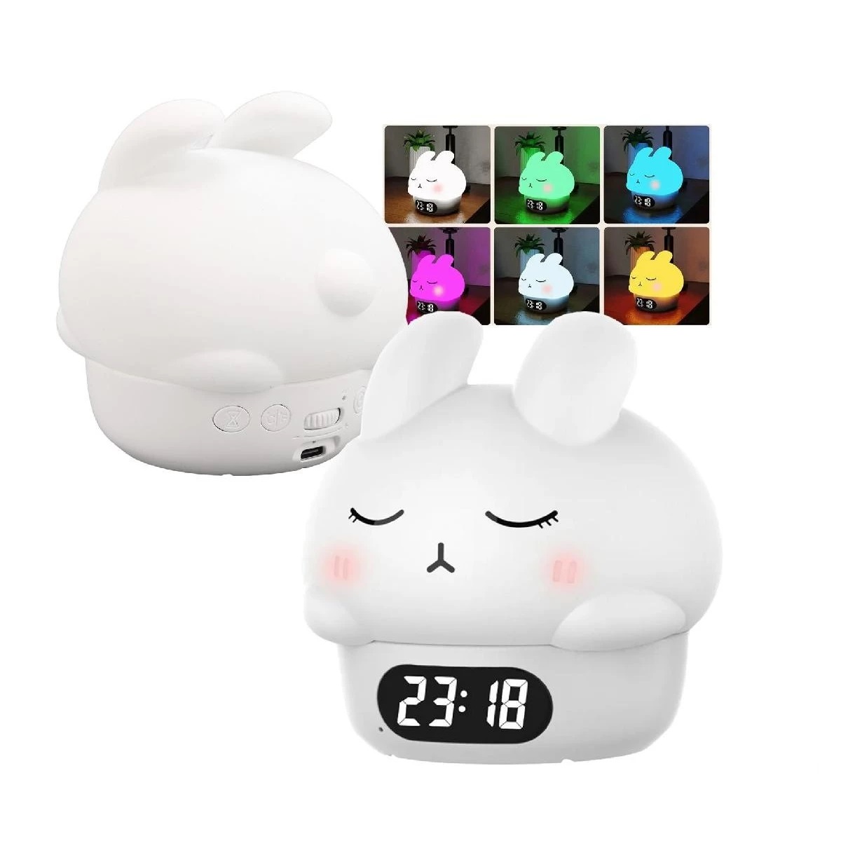 LUMINARIA DE MESA COELHO TIMIDO COM RELOGIO