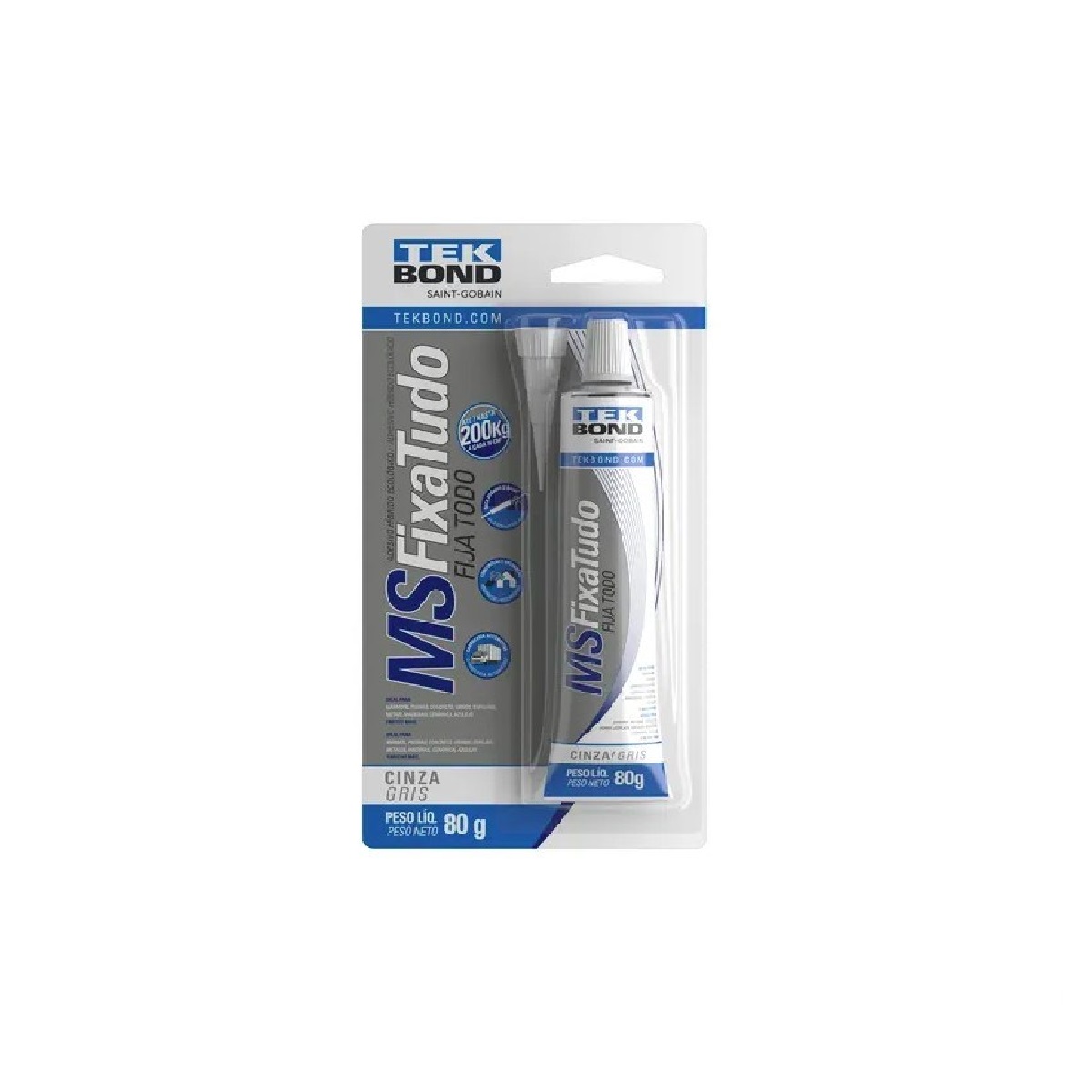 ADESIVO BISNAGA MS FIXA TUDO CINZA 80G - TEKBOND