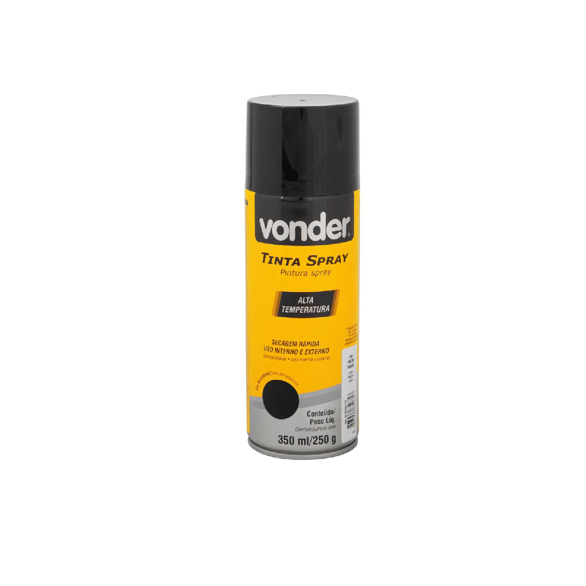 SPRAY TINTA ALTA TEMPERATURA PRETO FOSCO 400ML/215G VONDER