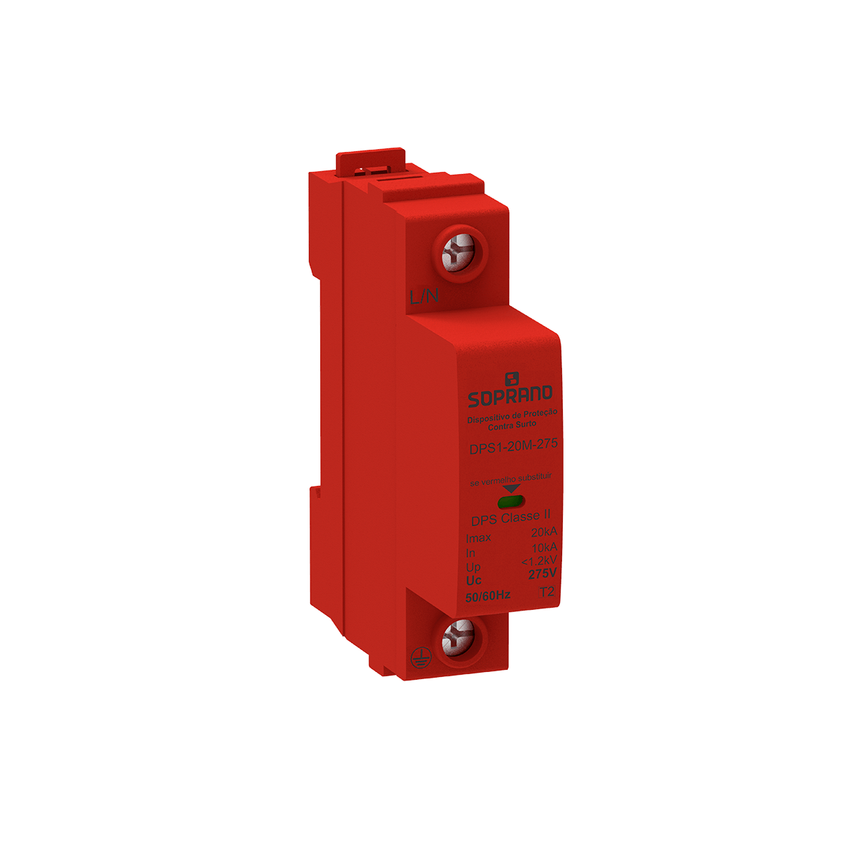 ANTI-RAIO DPS TIPO DISJUNTOR 10/20KA MONOBLOCO VERMELHO - SOPRANO