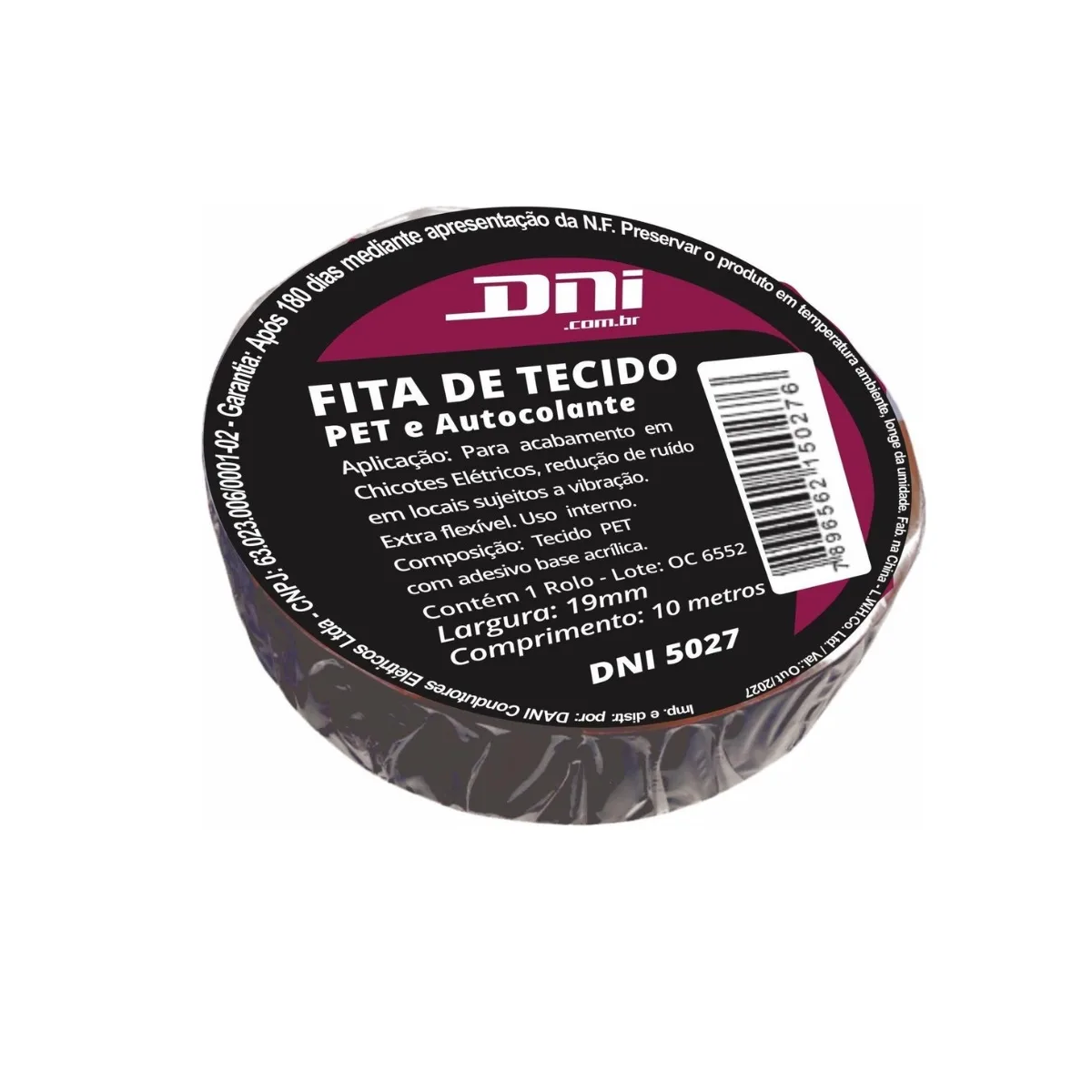 FITA DE TECIDO AUTOCOLANTE PRETA - ROLO 10 METROS