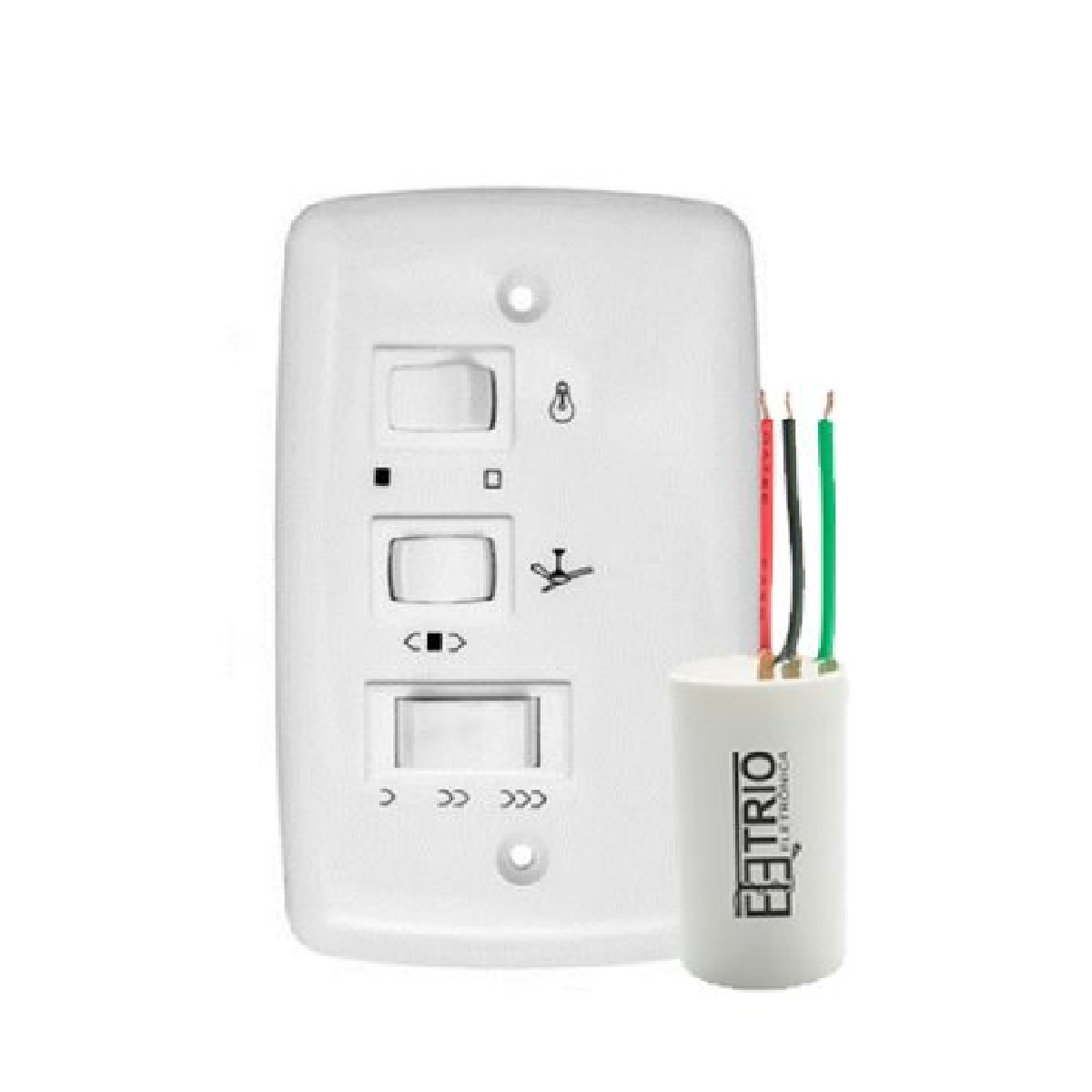 VENTILADOR CONTROLE 3 POS  BRANCO COM ESPELHO PARA CAIXA 4 X 2
