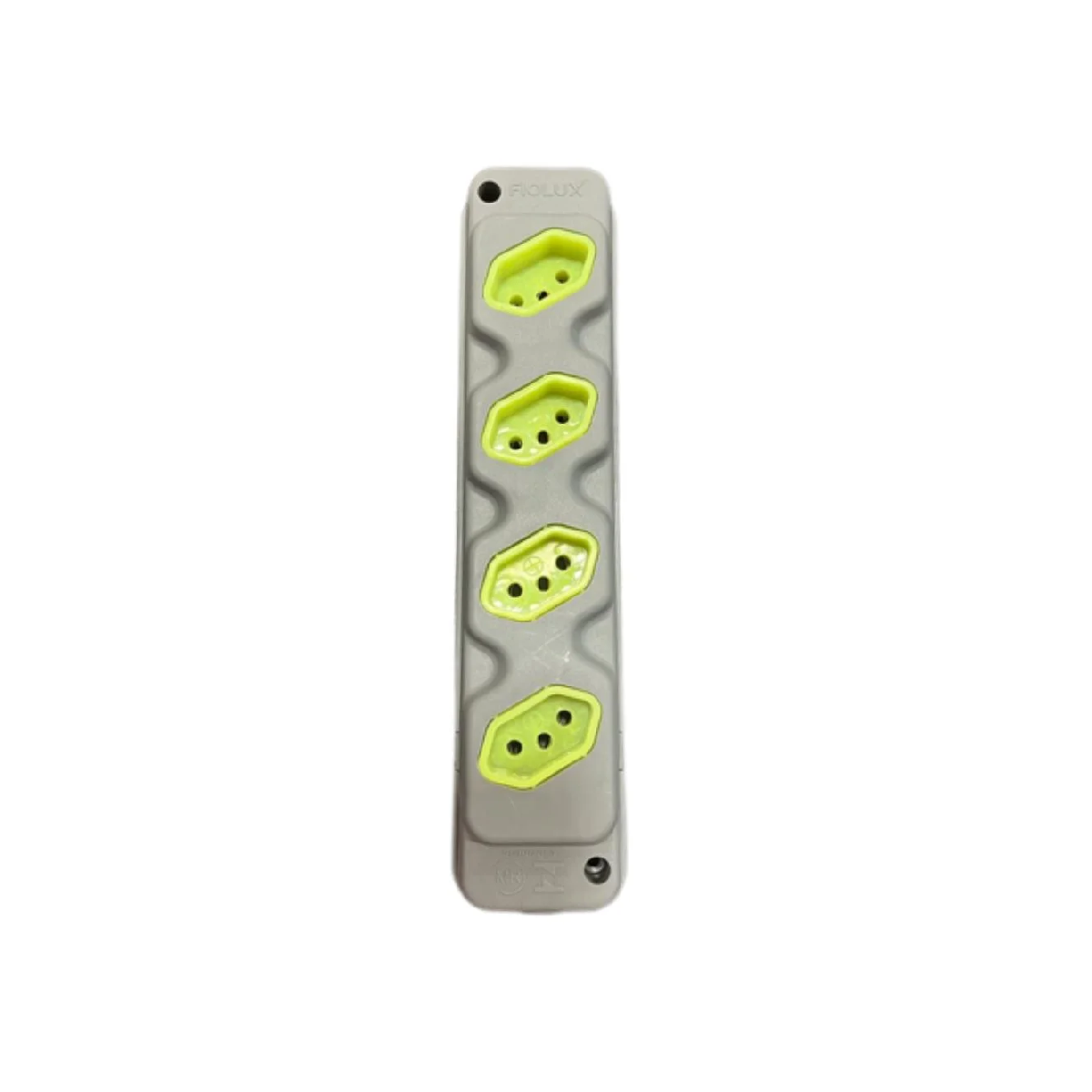 TOMADA EM BARRA ROBUST 20A 4T - 2P+ T - CINZA/VERDE - FIOLUX