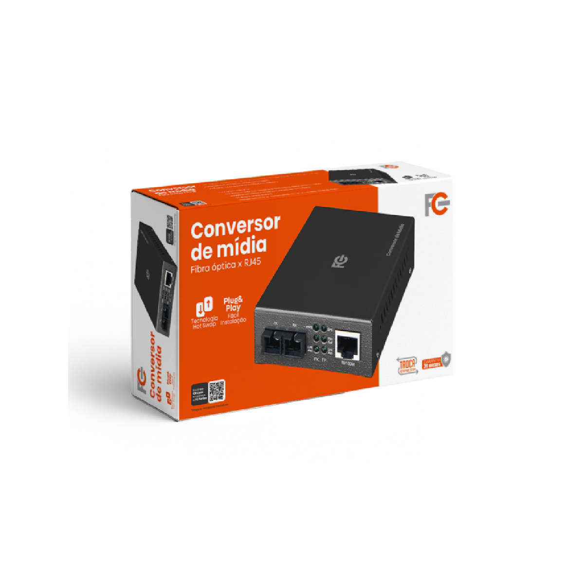 CONVERSOR DE MIDIA 25KM MONOMODO FAST MEGA FC