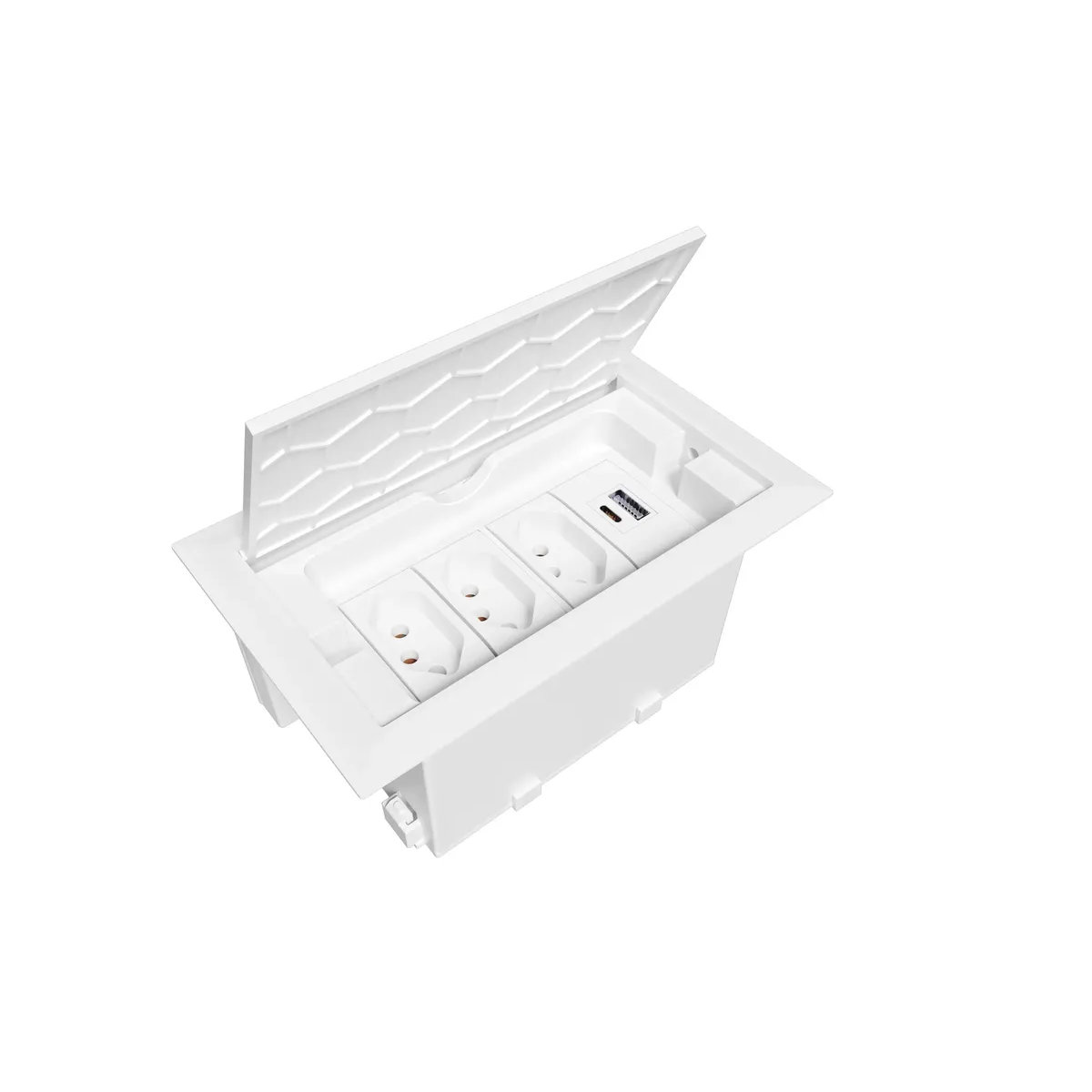 CAIXA EMBUTIDA PARA TOMADA DE MESA BRANCA 4 MODULO