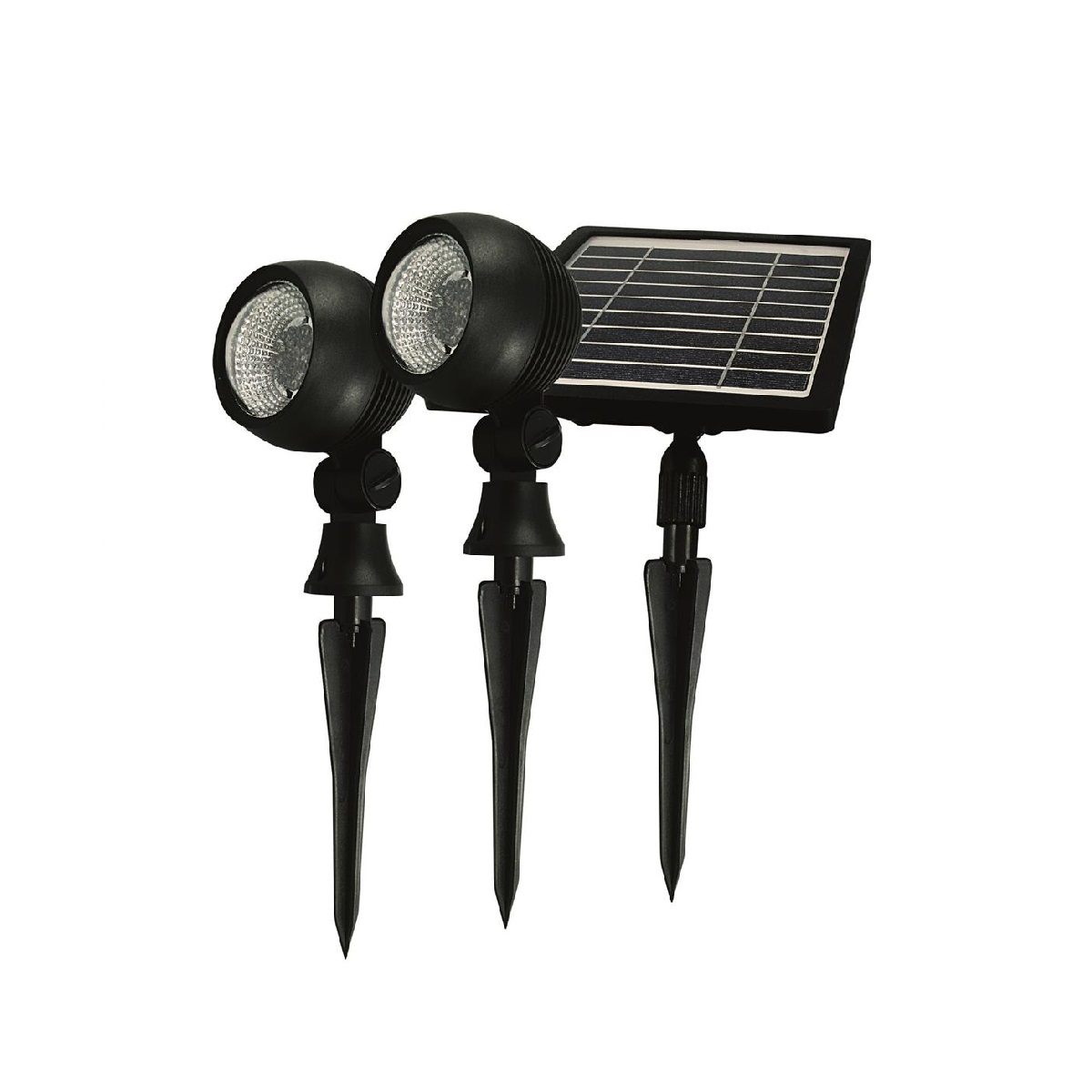 SOLAR LED ESPETO  2PC 3000K PRETO TASCHIBRA