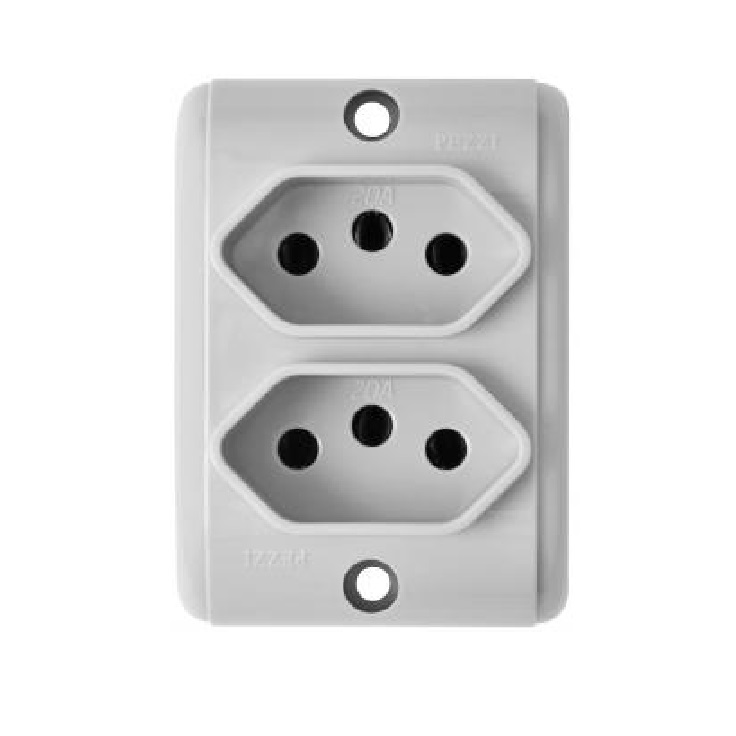 TOMADA ABNT EXTERNA DUPLA 20A RET CINZA PEZZI