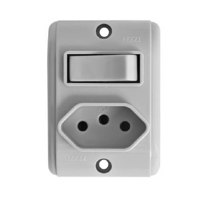 INTERRUPTOR EXTERNO  CINZA  + TOMADA - PEZZI