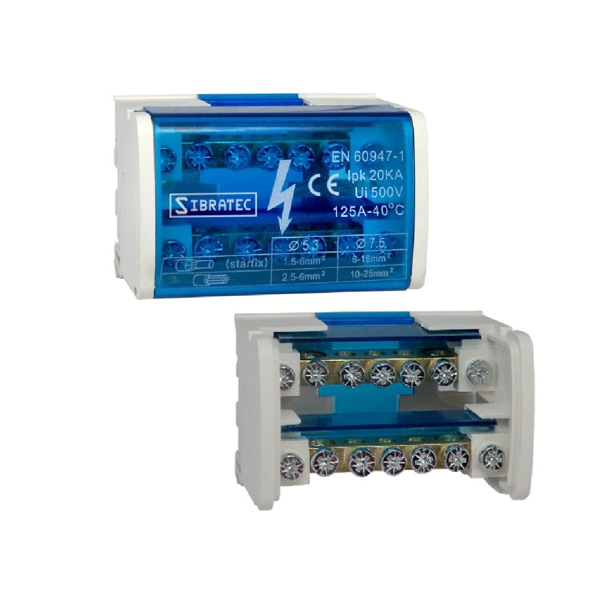 BARRAMENTO BLOCO MONOFASICO 125A 2 X 7 LIGACOES - SIBRATEC