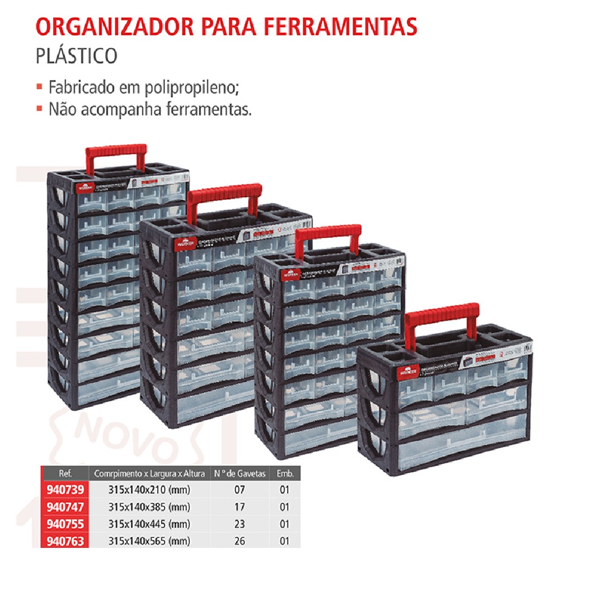 ORGANIZADOR PLASTICO  26GAV 31;5X14X56;5CM WORKER