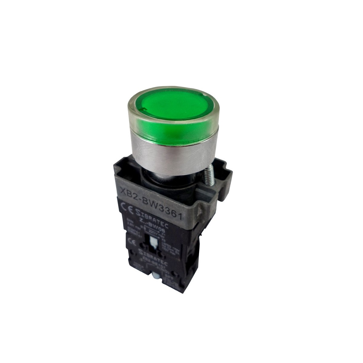 BOTAO  LIGA VERDE METAL ILUMINADO 1NA 24V SIBRATEC