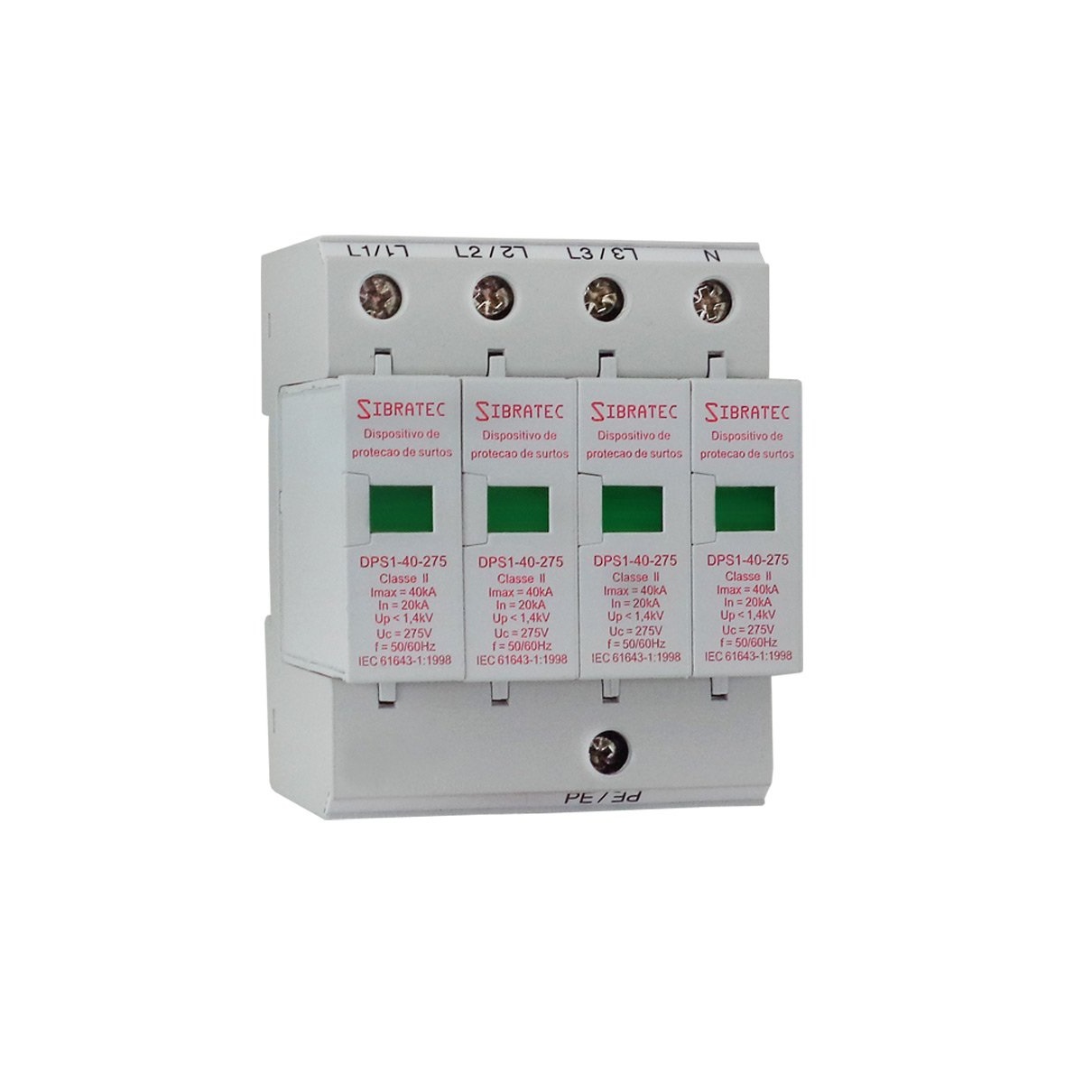 ANTI-RAIO DPS TIPO DISJUNTOR 4 POLOS 10/20KA SIBRATEC