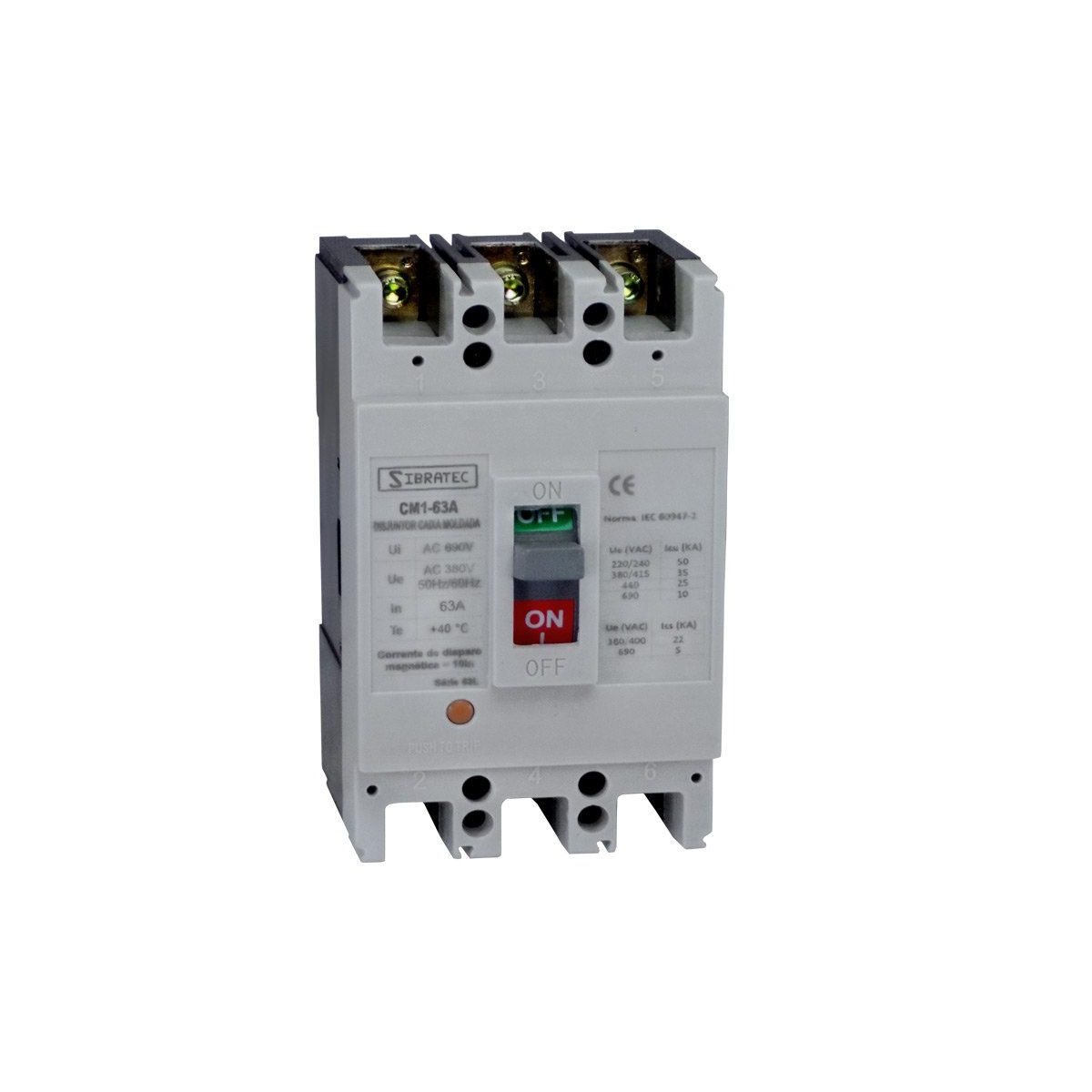 DISJUNTOR CAIXA MOLDADA 3X 63A 35KA SIBRATEC