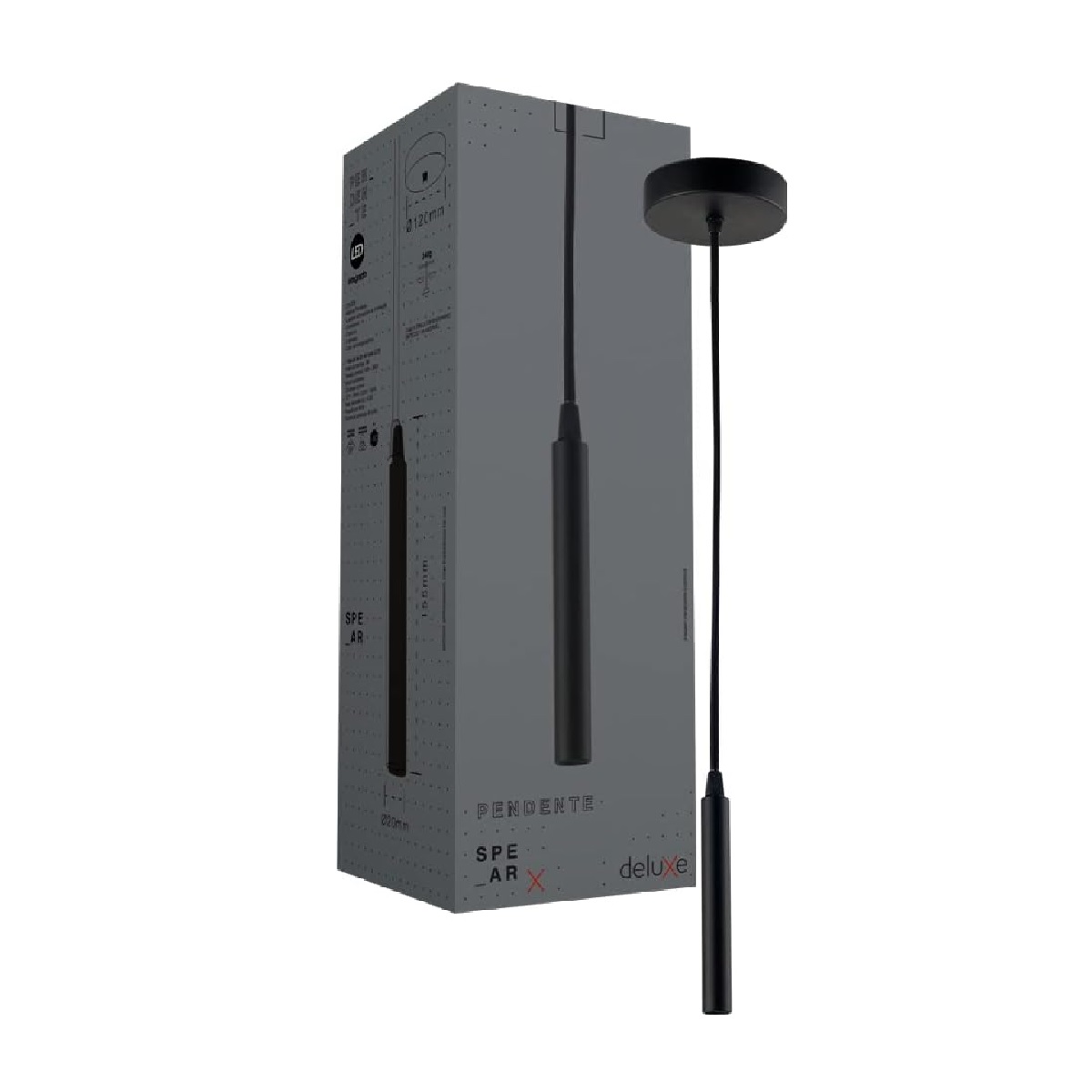 PENDENTE LED SPEAR 20MM PRETO FOSCO 3W 3000K AVANT