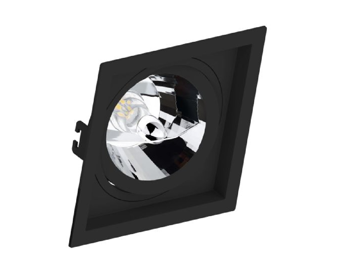 EMBUTIDO AR111 QUADRADO PRETO C/RECUO LOOP