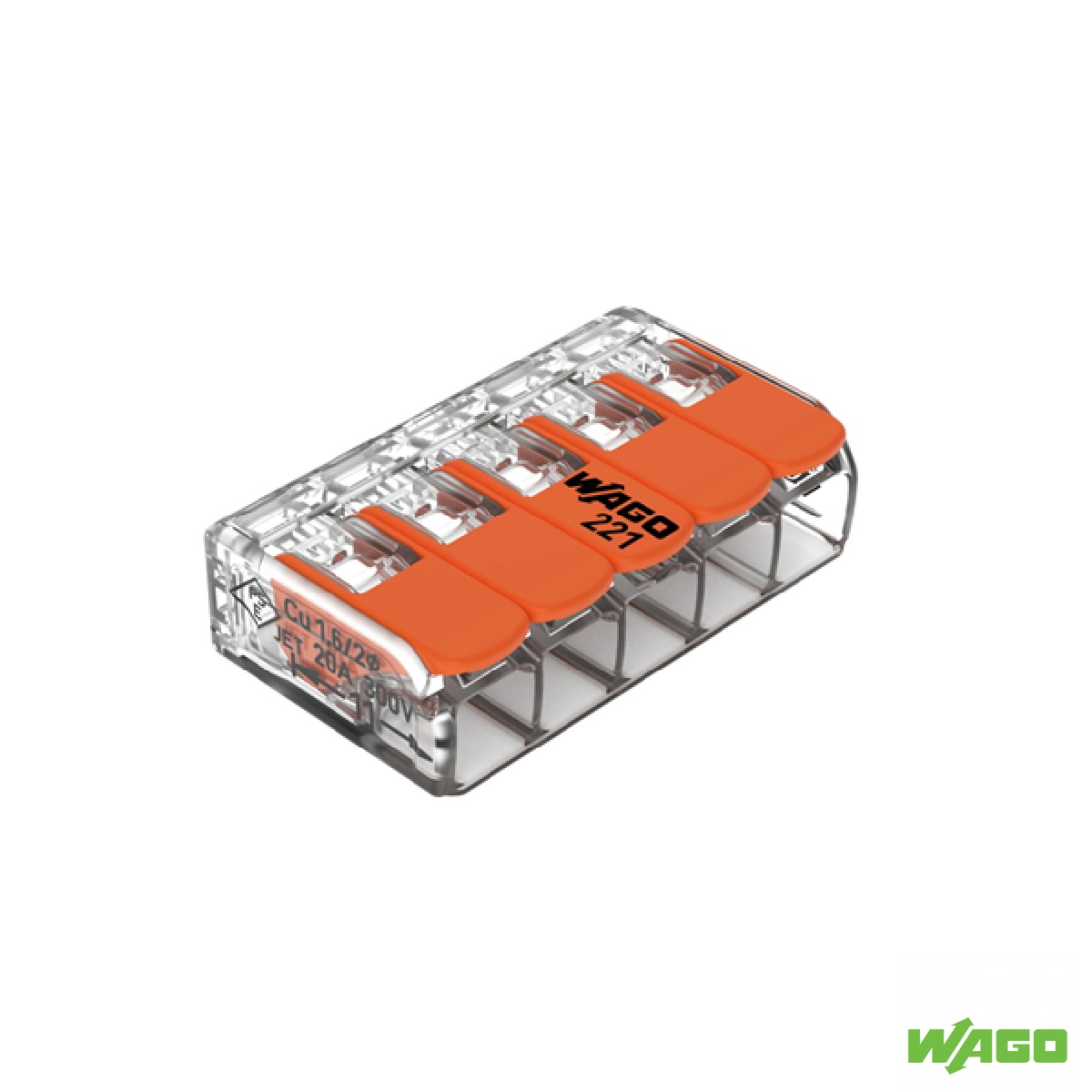 CONECTOR EMENDA E DERIVACAO 5P 41A 0,5/6MM WAGO