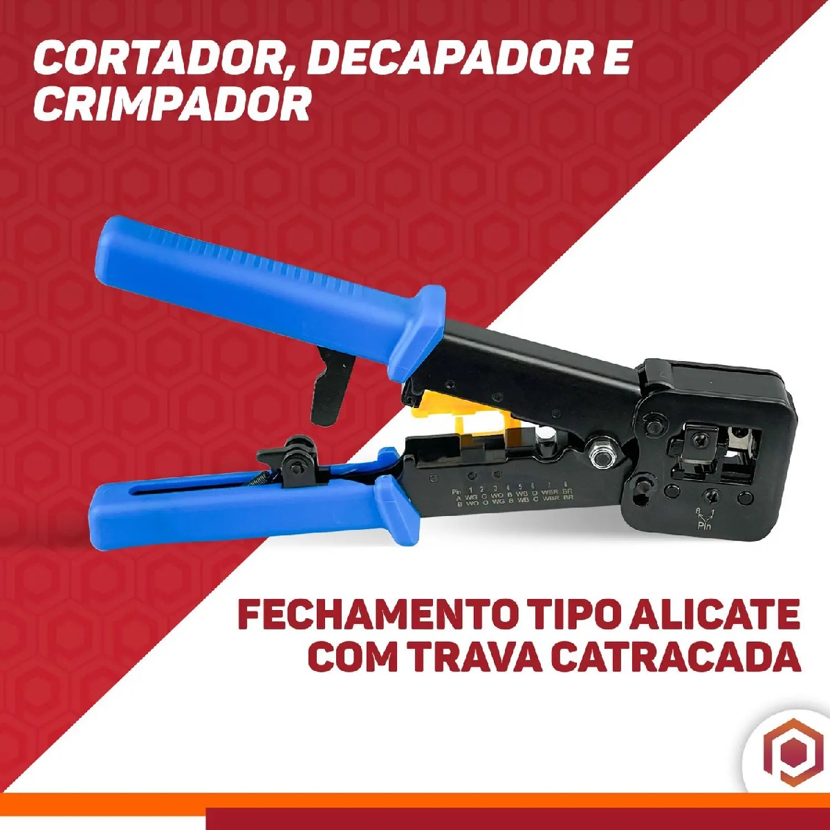 ALICATE GRIMPAR PROFISSIONAL RJ45/RJ11/RJ12 VAZADO