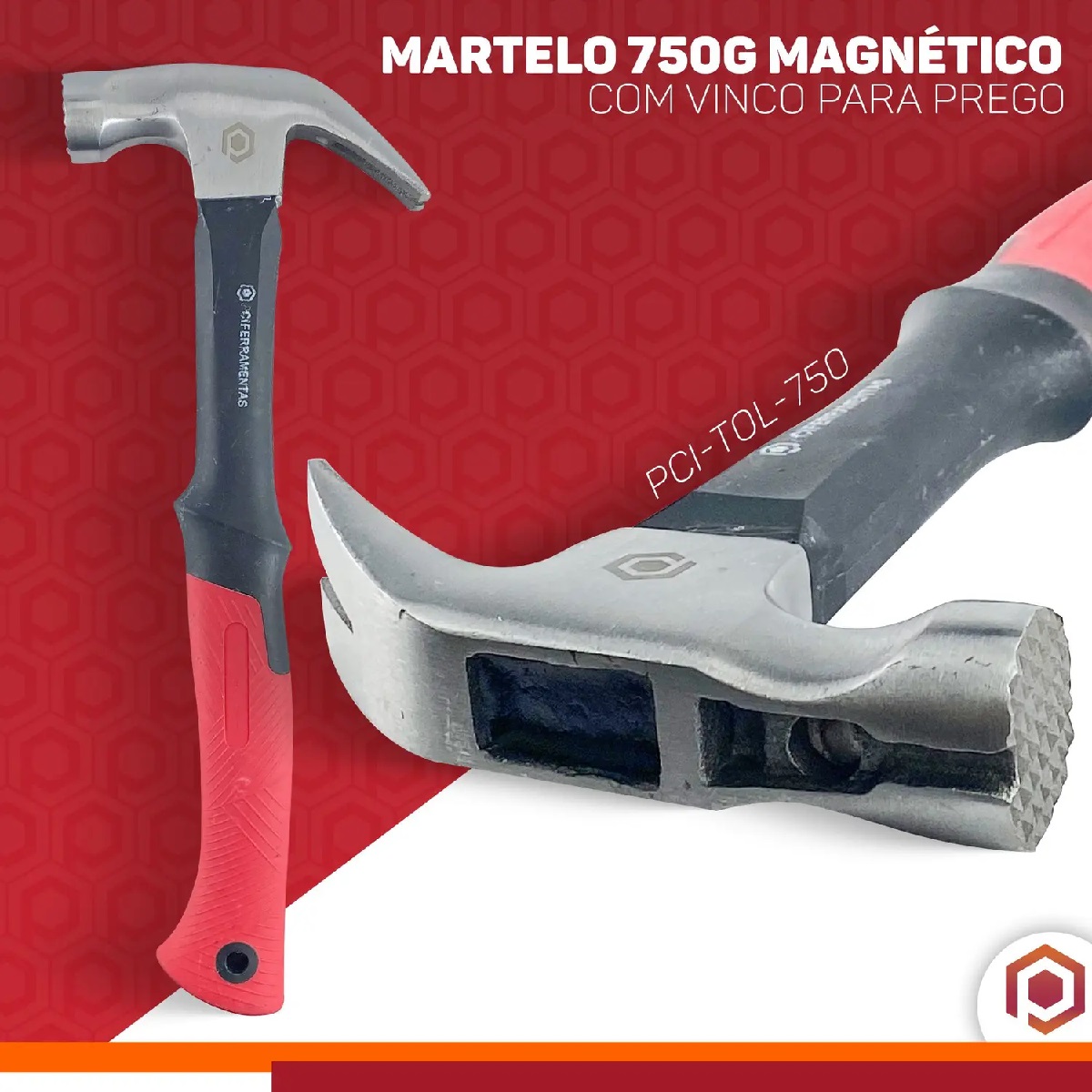 MARTELO CABO FIBRA PROFISSIONAL COM SUPORTE IMANTADO PARA PREGO